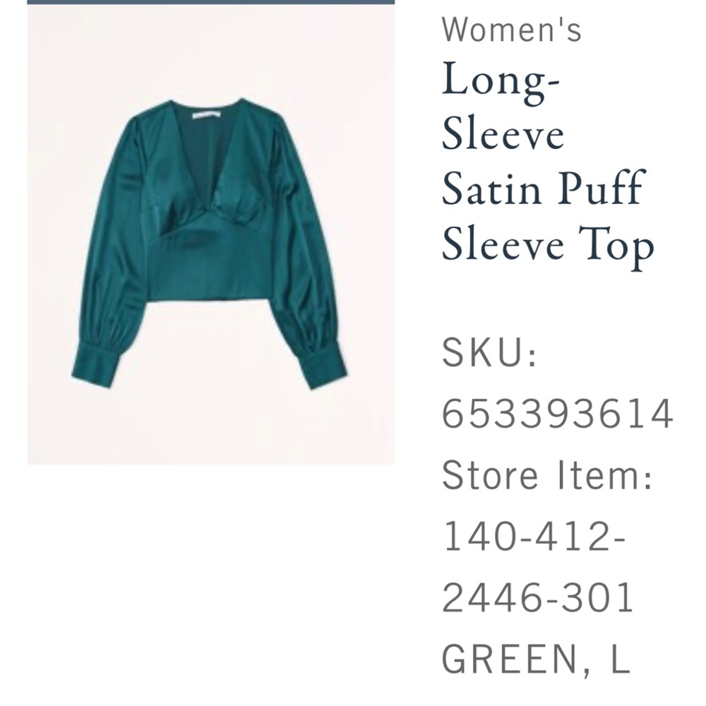 Long sleeve satin Abercrombie top